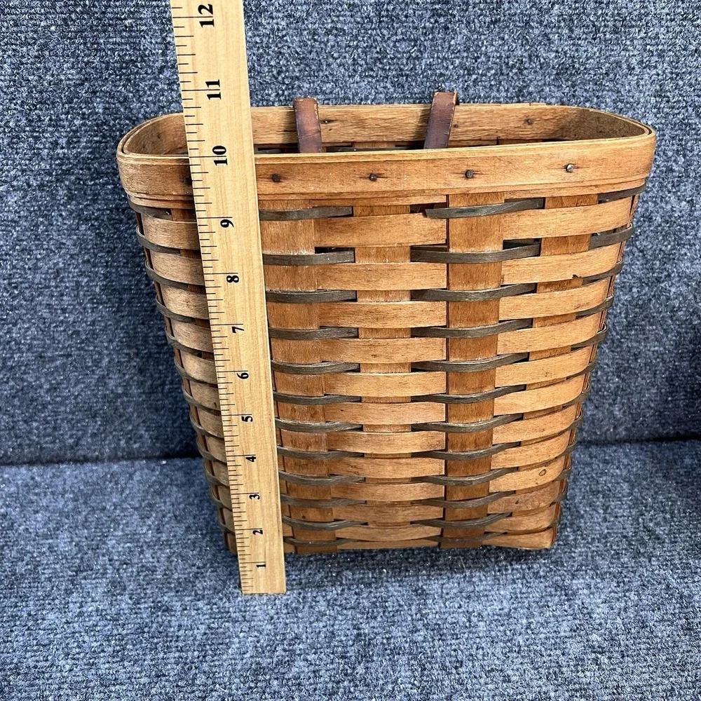 Lot Of 2- '92 Longaberger Handwoven Hanging Leather Strap/ SmallVegetable Basket